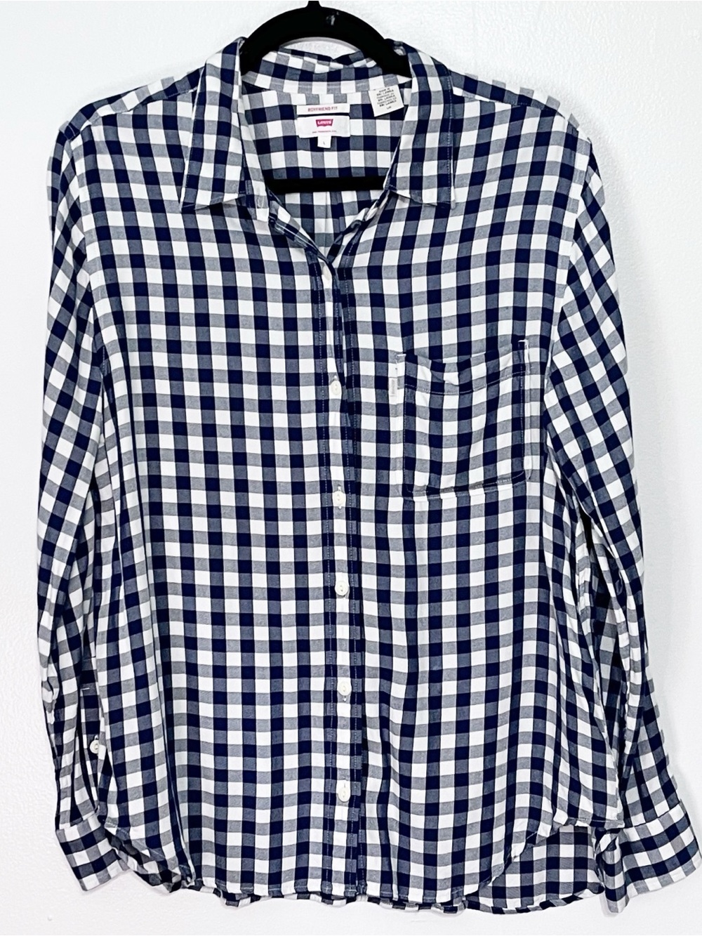 Levi’s Boyfriend Fit Navy & White Checkered Shirt